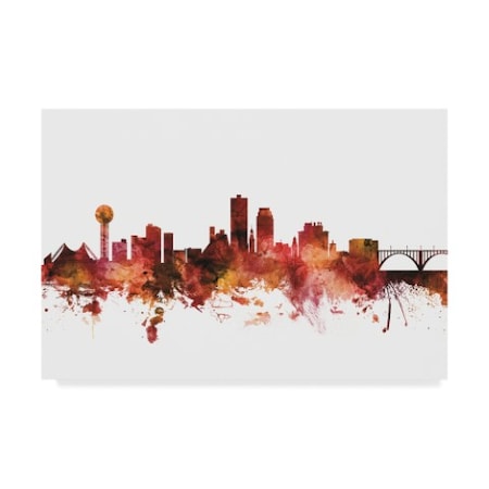 Michael Tompsett 'Knoxville Tennessee Skyline Red' Canvas Art,30x47